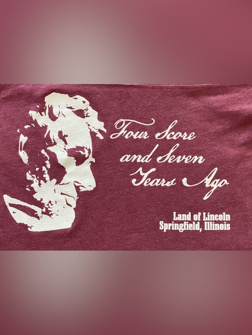Women's V-Neck Lincoln Graphic Tee in Burgundy - Picture 7 of 9